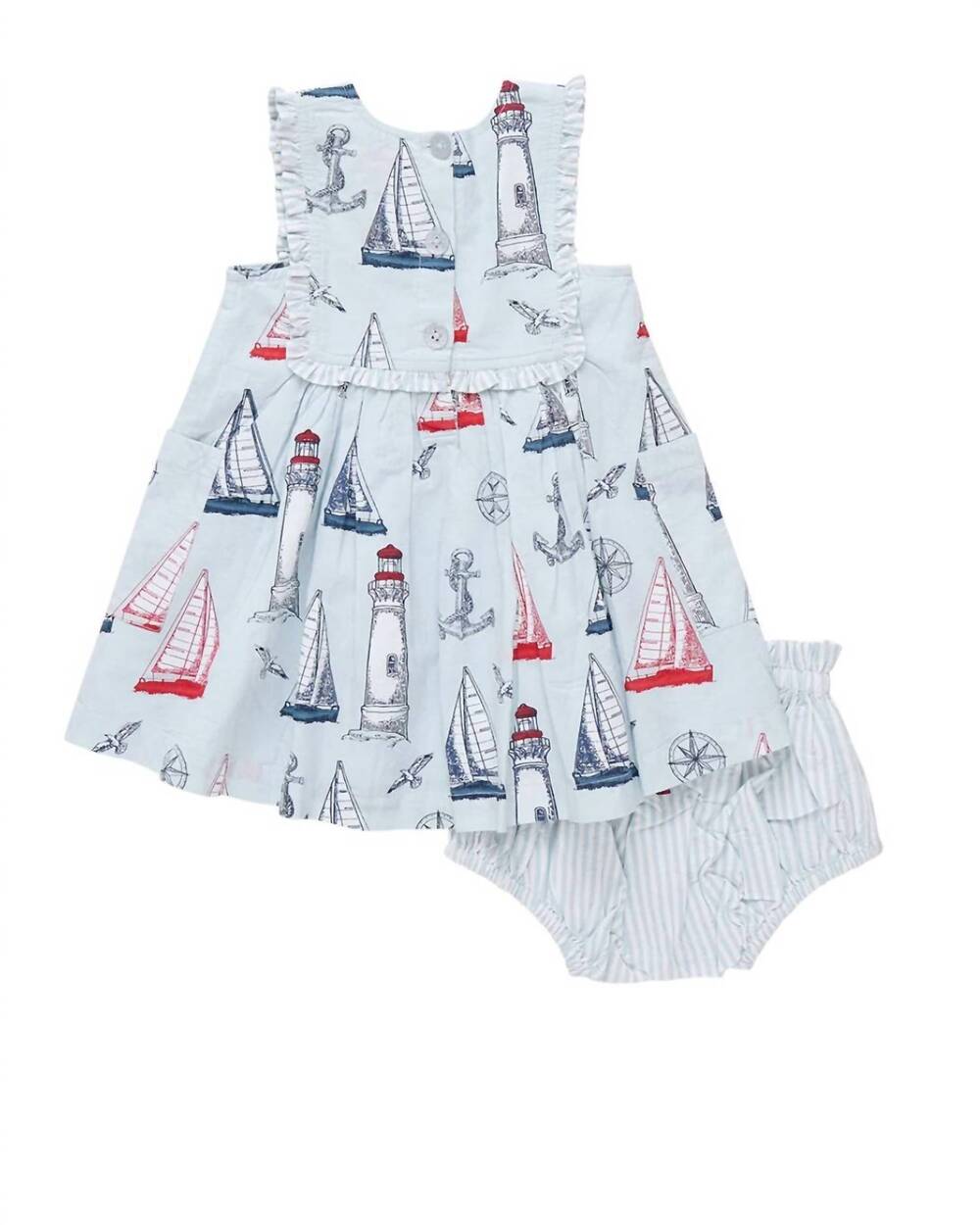 NEW PINK CHICKEN baby girls' courtina set in nautical adventure